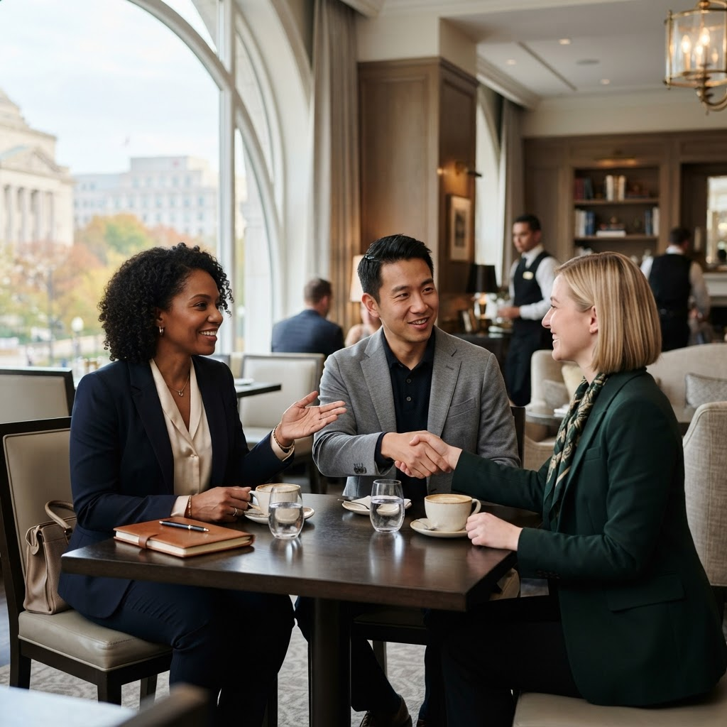 Informal introduction over coffee